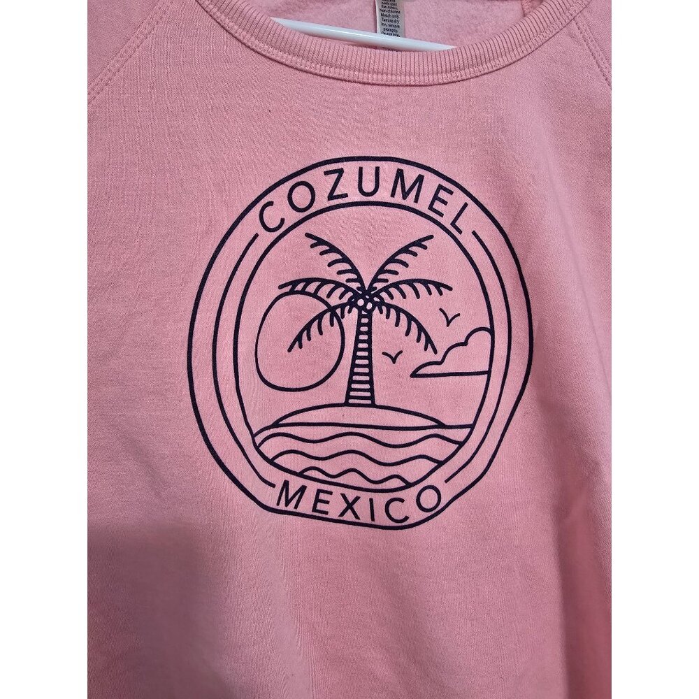 US APPAREL Woman's COZUMEL‎ MEXICO Pull over Sweatshirt In Pink Size Large - Picture 3 of 6